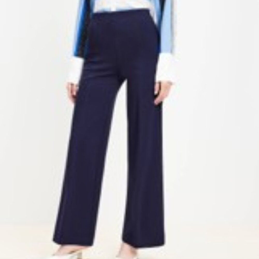 LOFT Ponte Wide Leg Pants in Deep Space Blue, Size XL - Picture 2 of 2